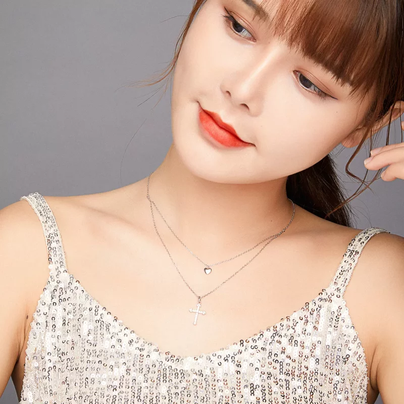 (imagen para) Collar estilo Pandora con cruz de amor - BSN197 - Ver 9