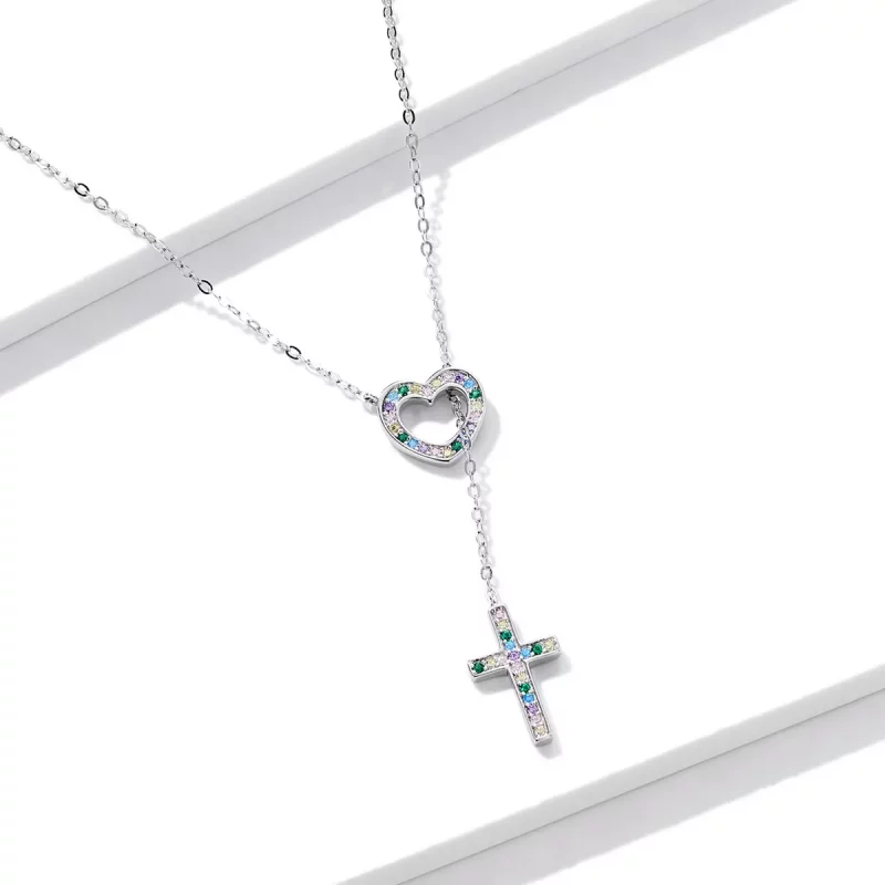 (imagen para) Collar estilo Pandora con cruz de amor - BSN244 - Ver 2