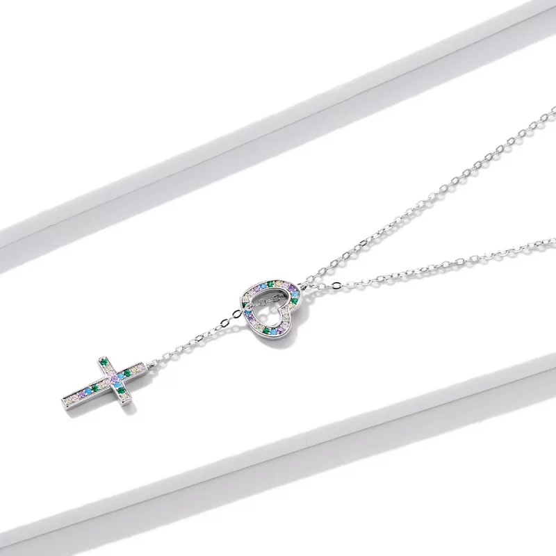 (imagen para) Collar estilo Pandora con cruz de amor - BSN244 - Ver 3