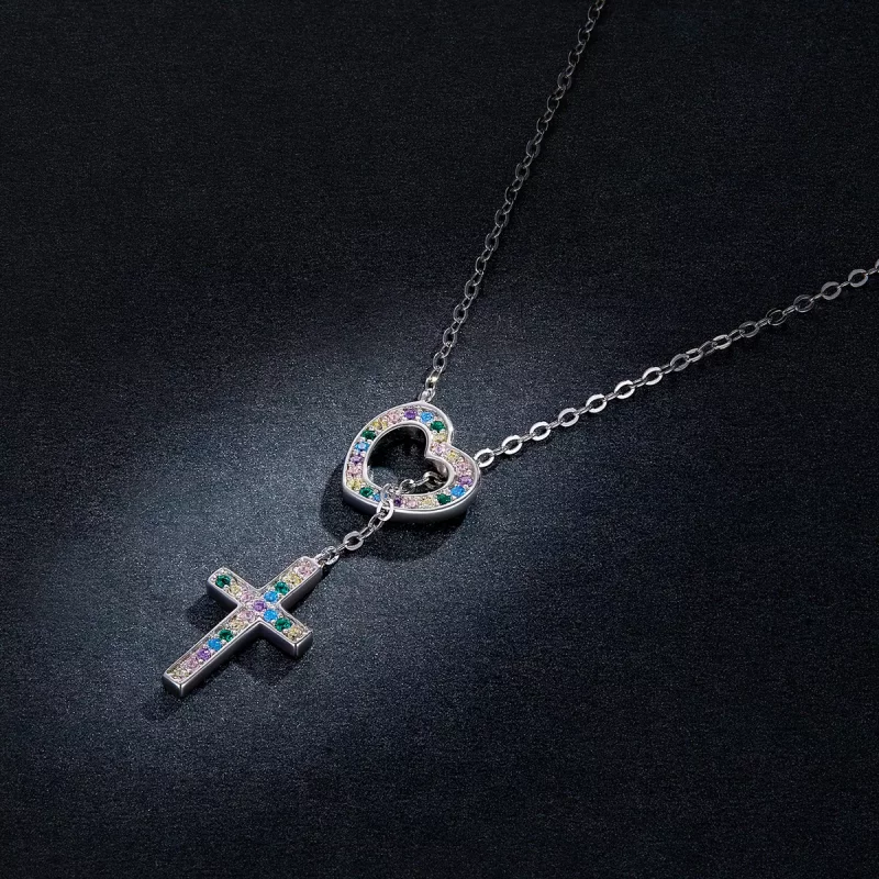 (imagen para) Collar estilo Pandora con cruz de amor - BSN244 - Ver 5