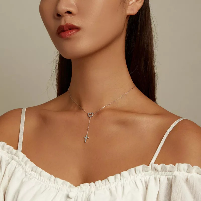 (imagen para) Collar estilo Pandora con cruz de amor - BSN244 - Ver 7