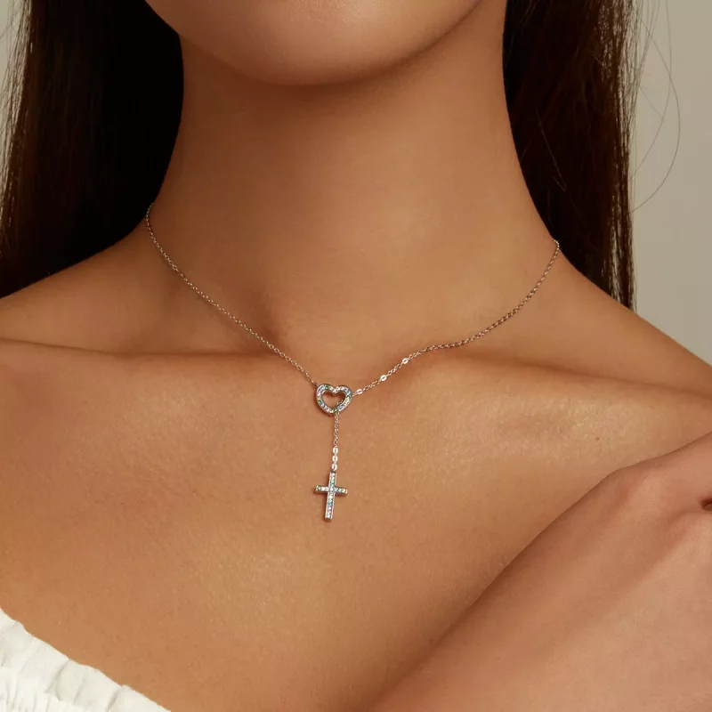 (imagen para) Collar estilo Pandora con cruz de amor - BSN244 - Ver 8