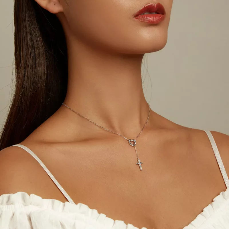 (imagen para) Collar estilo Pandora con cruz de amor - BSN244 - Ver 9
