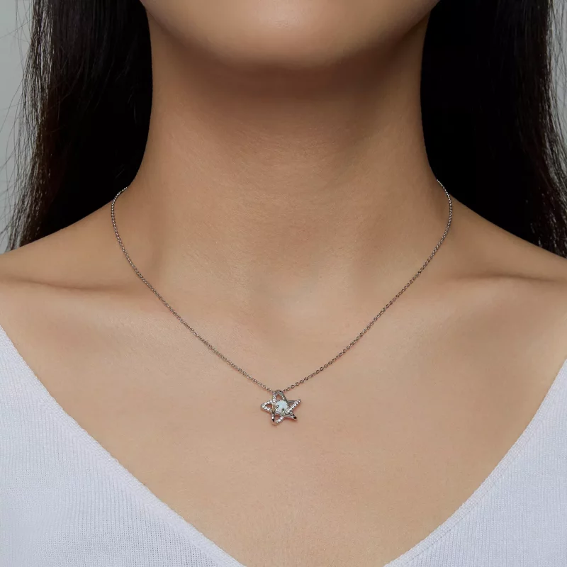 (imagen para) Collar estilo Pandora con estrella de ópalo - SCN473 - Ver 7