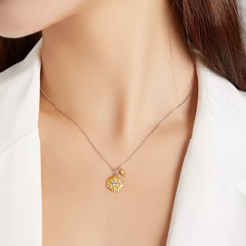 (imagen para) Collar estilo Pandora con flor de girasol - BSN212 - Ver 7