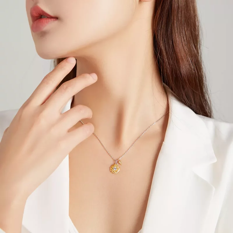 (imagen para) Collar estilo Pandora con flor de girasol - BSN212 - Ver 9
