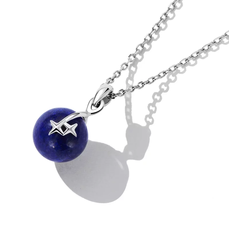 (imagen para) Collar estilo Pandora con meteorito de lapislázuli - SCN480 - Ver 3