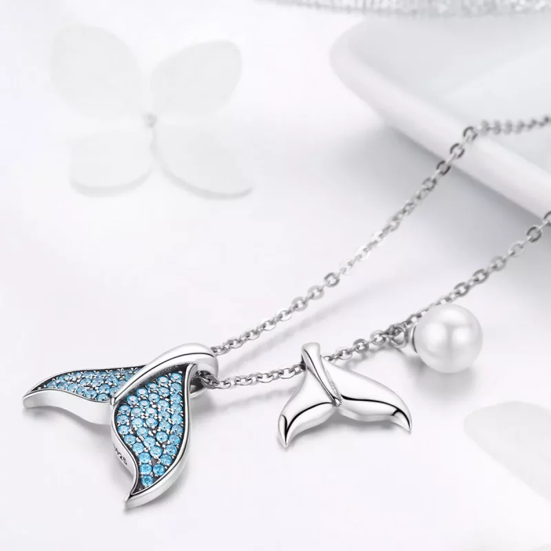 (imagen para) Collar estilo Pandora de lágrimas plateadas de sirena - SCN309 - Ver 3