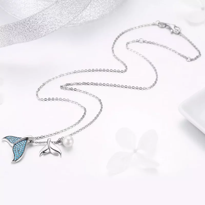 (imagen para) Collar estilo Pandora de lágrimas plateadas de sirena - SCN309 - Ver 5