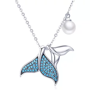 Collar estilo Pandora de lágrimas plateadas de sirena - SCN309 (imagen para) Collar estilo Pandora de lágrimas plateadas de sirena - SCN309