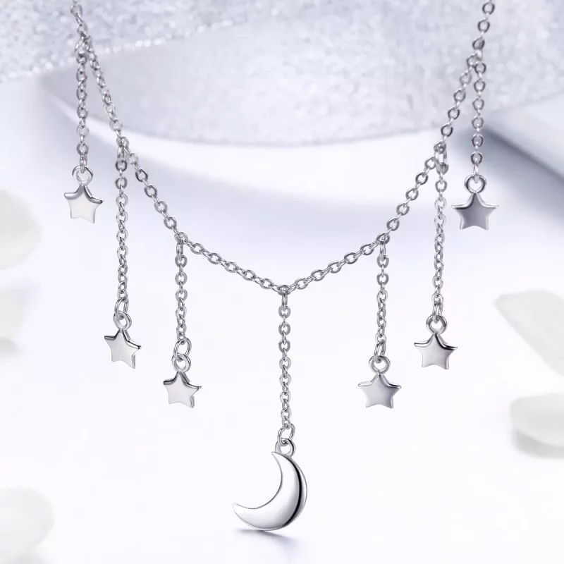 (imagen para) Collar estilo Pandora de plata con cielo estrellado - SCN301 - Ver 2