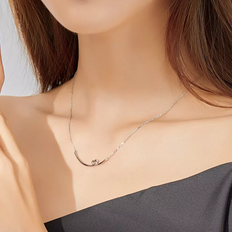 (imagen para) Collar estilo Pandora plateado con colgante de sonrisa feliz - SCN381 - Ver 8
