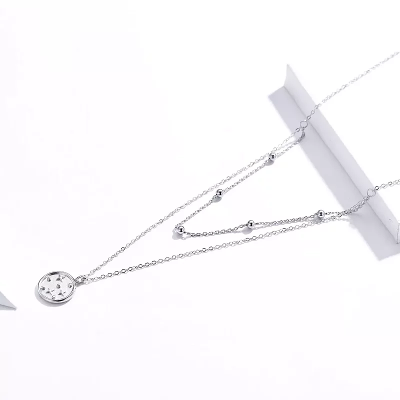 (imagen para) Collar estilo Pandora plateado con estrellas - SCN365 - Ver 4