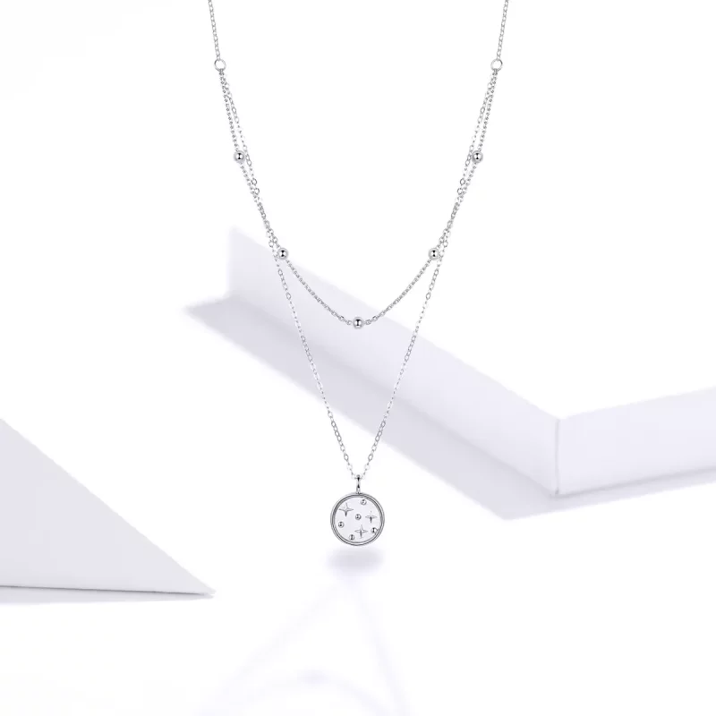 (imagen para) Collar estilo Pandora plateado con estrellas - SCN365 - Ver 5