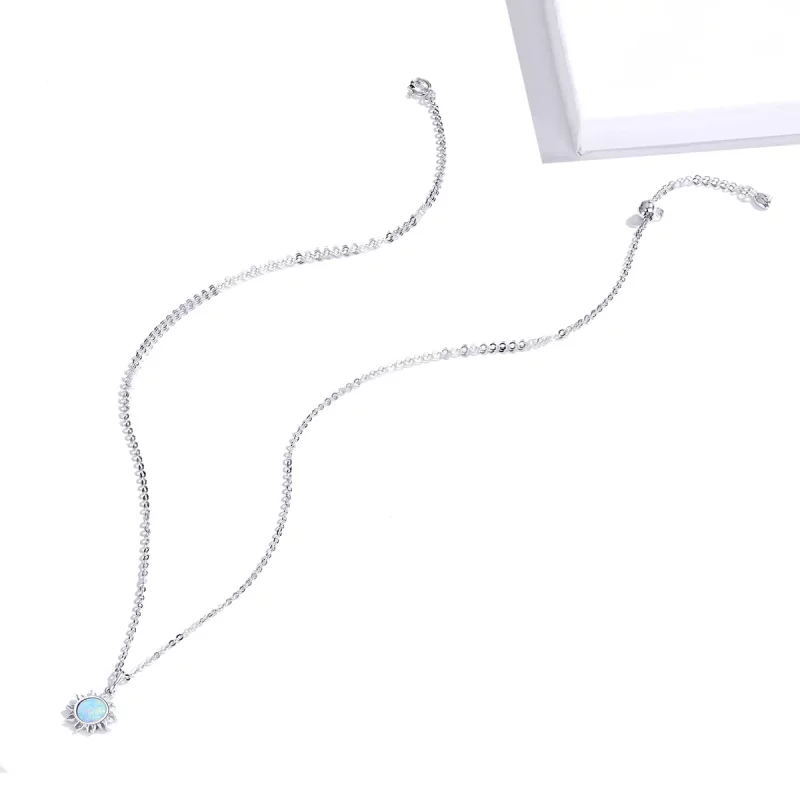 (imagen para) Collar estilo Pandora plateado con sol azul - SCN399 - Ver 4