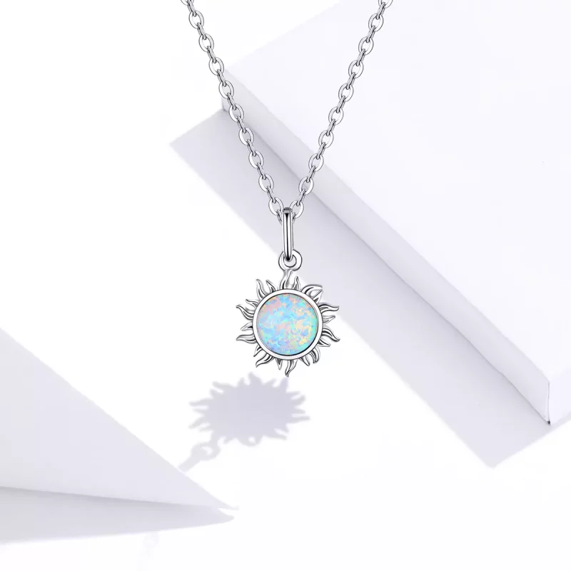 (imagen para) Collar estilo Pandora plateado con sol azul - SCN399 - Ver 5