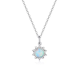 (imagen para) Collar estilo Pandora plateado con sol azul - SCN399