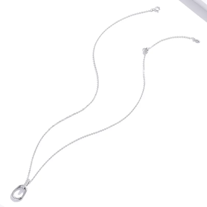 (imagen para) Collar Pandora de estilo plateado con colgante geométrico - SCN440 - Ver 4