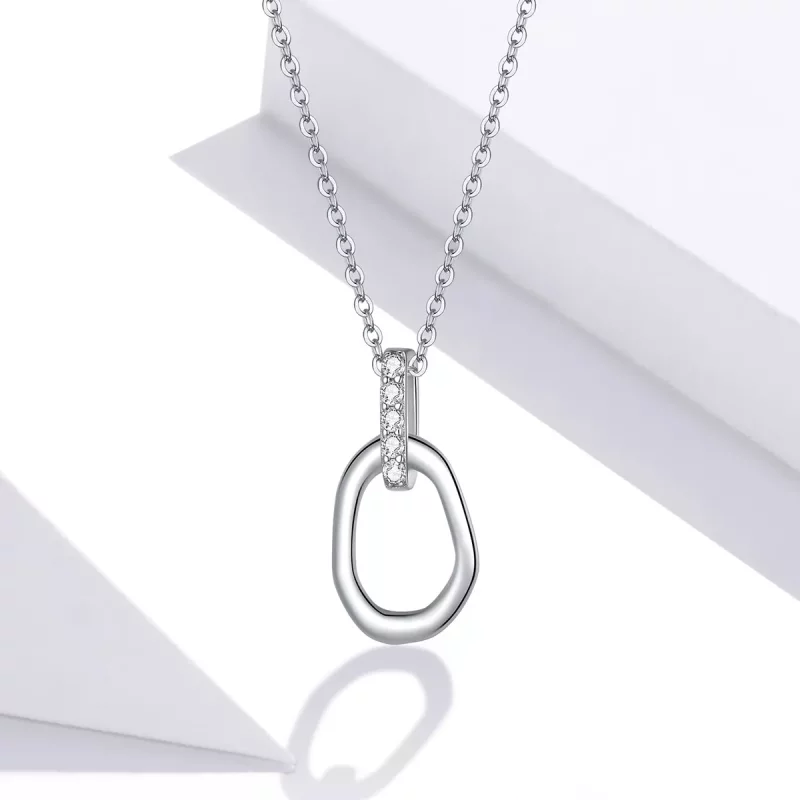 (imagen para) Collar Pandora de estilo plateado con colgante geométrico - SCN440 - Ver 5