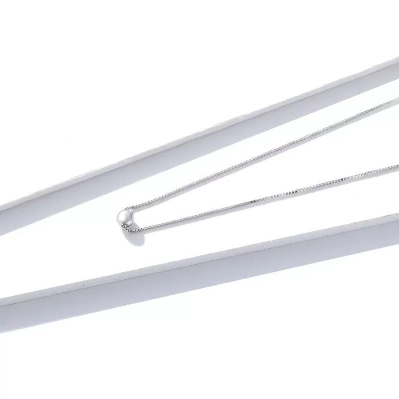(imagen para) Collar Pandora Style de Plata con Colgante de Frijol Simple - BSN097 - Ver 2