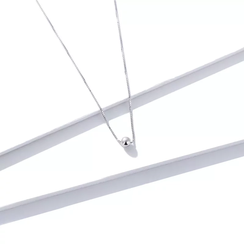 (imagen para) Collar Pandora Style de Plata con Colgante de Frijol Simple - BSN097 - Ver 3