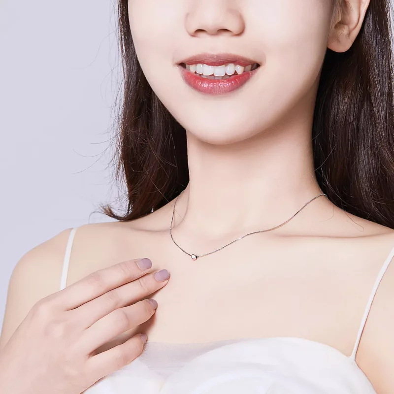 (imagen para) Collar Pandora Style de Plata con Colgante de Frijol Simple - BSN097 - Ver 6