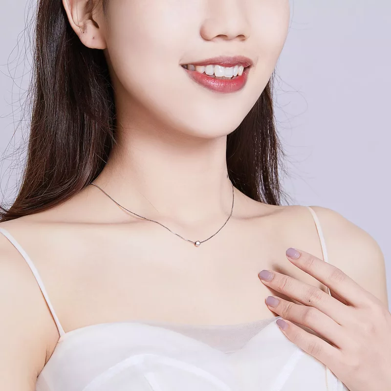 (imagen para) Collar Pandora Style de Plata con Colgante de Frijol Simple - BSN097 - Ver 8