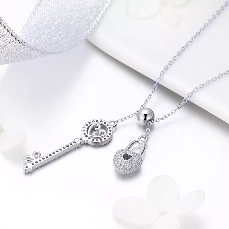 (imagen para) Collar Pandora Style de Plata con Llave del Corazón - SCN290 - Ver 4