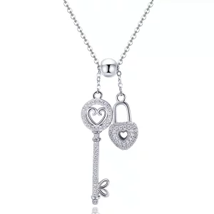 Collar Pandora Style de Plata con Llave del Corazón - SCN290 (imagen para) Collar Pandora Style de Plata con Llave del Corazón - SCN290