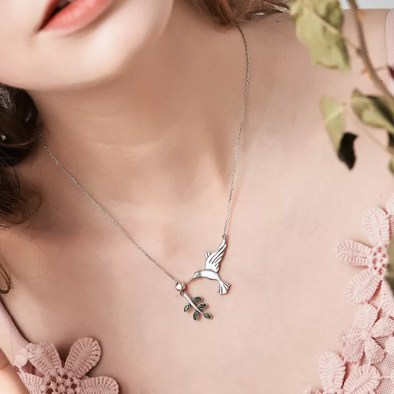(imagen para) Collar Pandora Style Plata Saludos de Colibríes - SCN217 - Ver 8