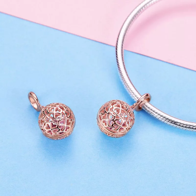 (imagen para) Pendiente de trébol en movimiento estilo Pandora en oro rosa - SCC1127 - Ver 5