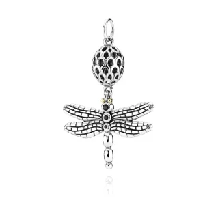 Colgante de plata de ley y oro con circonita cúbica negra - PANDORA (imagen para) Colgante de plata de ley y oro con circonita cúbica negra - PANDORA