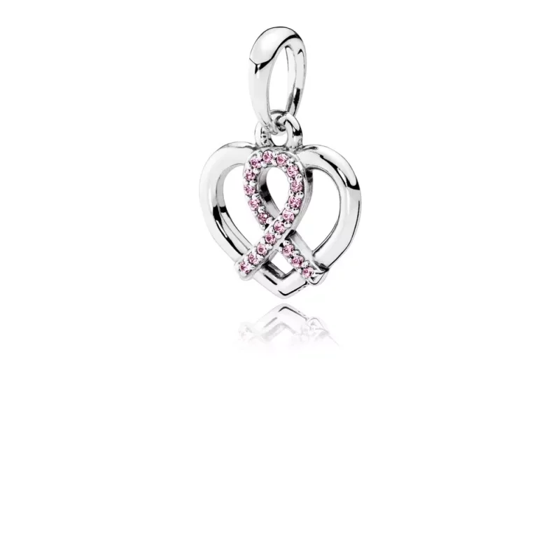 (imagen para) Colgante solidario PANDORA Lazo Rosa 390390PCZ Collares y colgantes