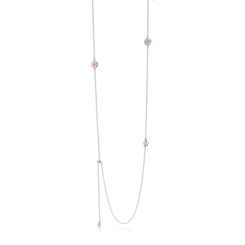 (imagen para) Collar de Floraciones poéticas rebordeadas, esmaltes mezclados, claro Cz y rubor - Ver 2
