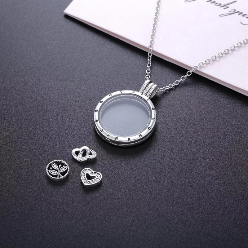 (imagen para) Collar Locket flotante grande y conjunto del amor y de la familia Petites - Ver 2