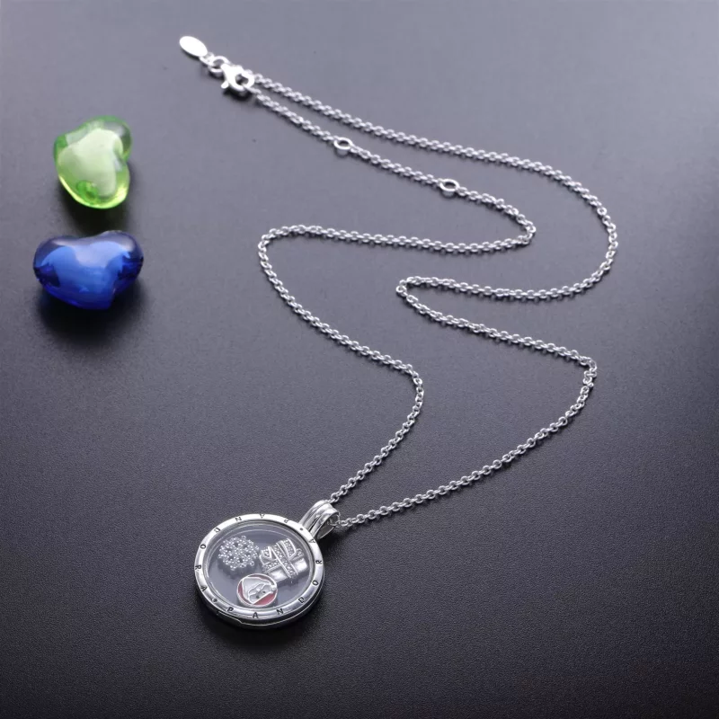 (imagen para) Collar Locket flotante grande y conjunto del amor y de la familia Petites - Ver 3