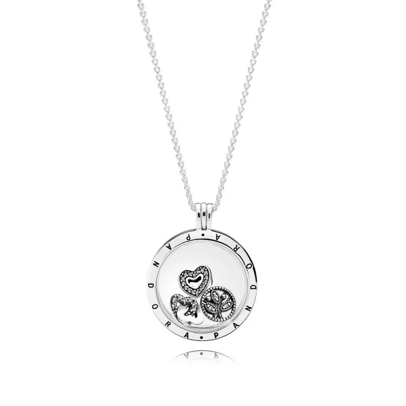 (imagen para) Collar Locket flotante grande y conjunto del amor y de la familia Petites