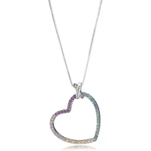Collar en plata de ley Corazón Multicolor - PANDORA (imagen para) Collar en plata de ley Corazón Multicolor - PANDORA