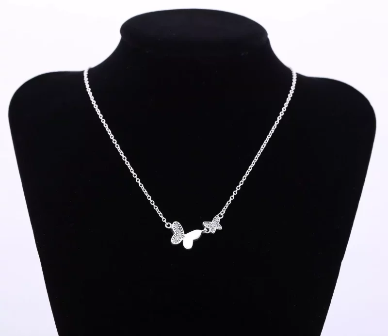 (imagen para) Collar Plata de mariposa con zirconia cúbica clara - Ver 2