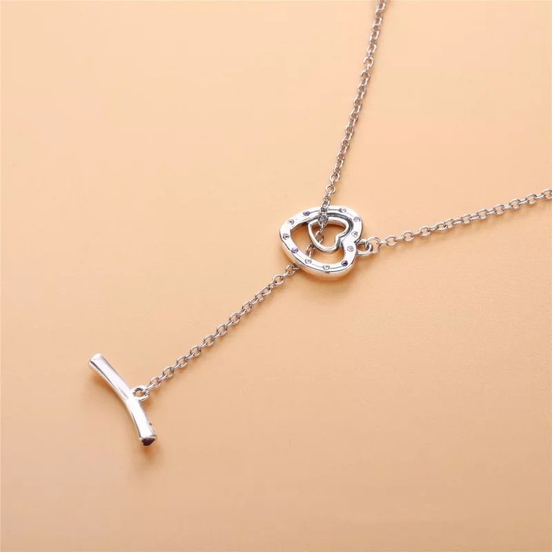 (imagen para) Collares en plata de ley DOS CORAZONES PANDORA - Ver 3