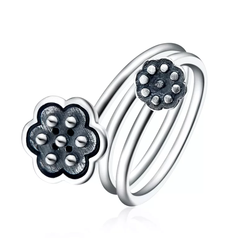 (imagen para) Anillo abierto con colgante de loto estilo Pandora - VSR054 - Ver 2