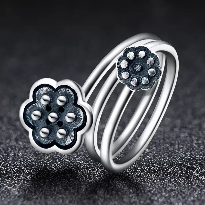 (imagen para) Anillo abierto con colgante de loto estilo Pandora - VSR054 - Ver 7