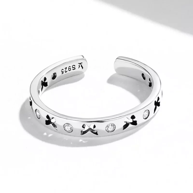 (imagen para) Anillo abierto con diseño de mariposa en estilo Pandora - SCR764 - Ver 3