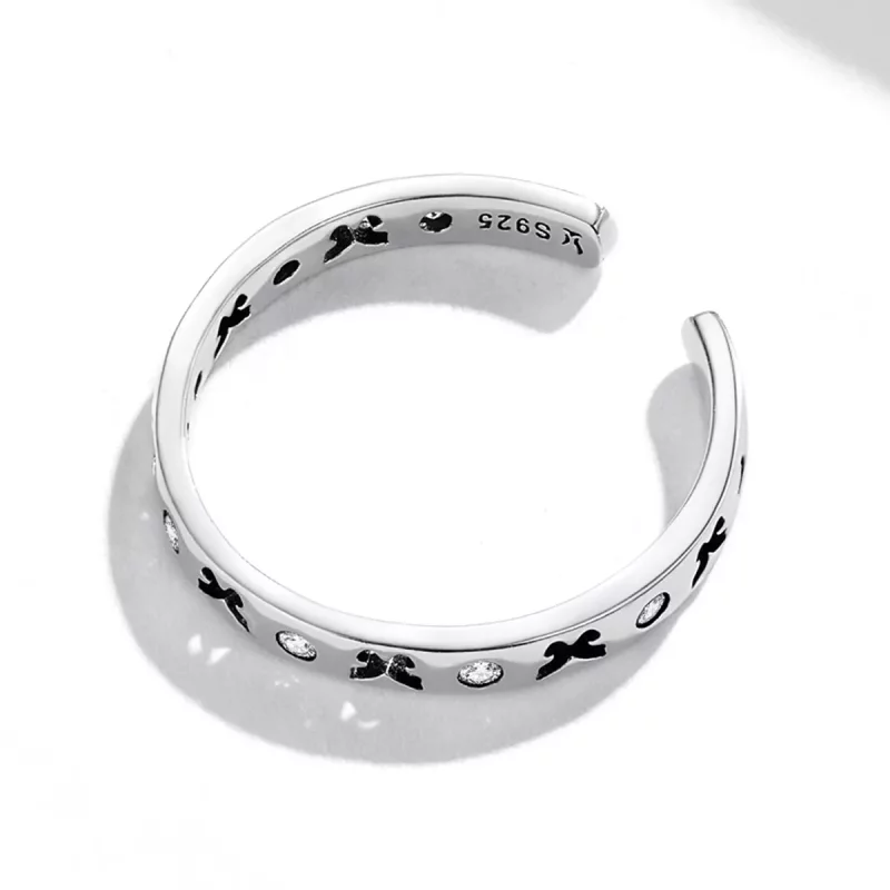 (imagen para) Anillo abierto con diseño de mariposa en estilo Pandora - SCR764 - Ver 4