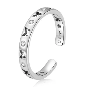 (imagen para) Anillo abierto con diseño de mariposa en estilo Pandora - SCR764