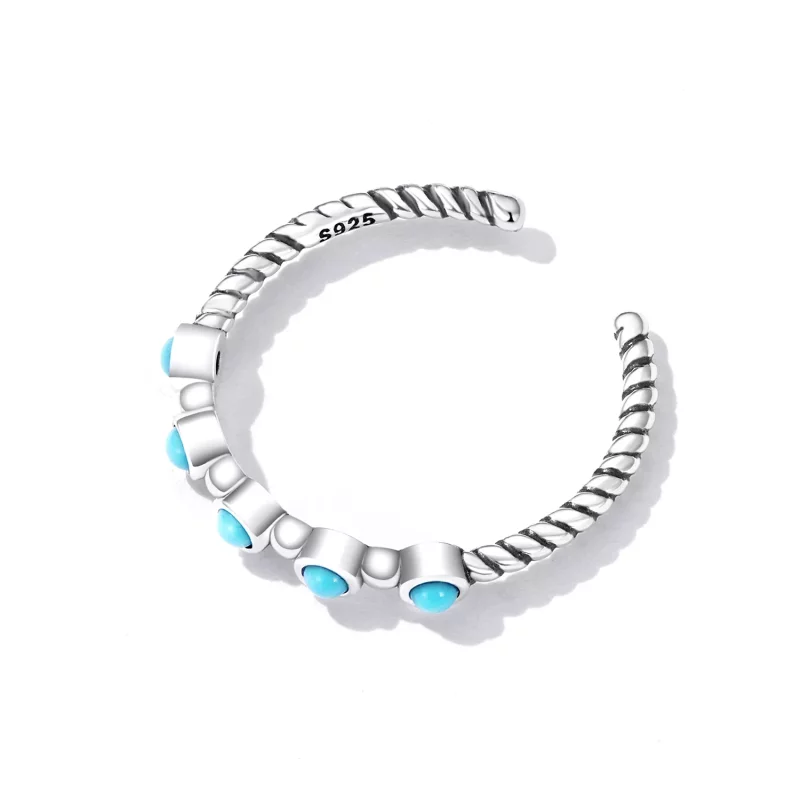 (imagen para) Anillo abierto con diseño Pandora en estilo turquesa - SCR823 - Ver 4
