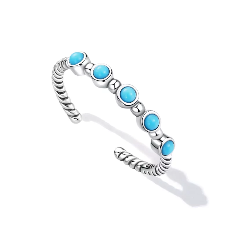 (imagen para) Anillo abierto con diseño Pandora en estilo turquesa - SCR823 - Ver 5