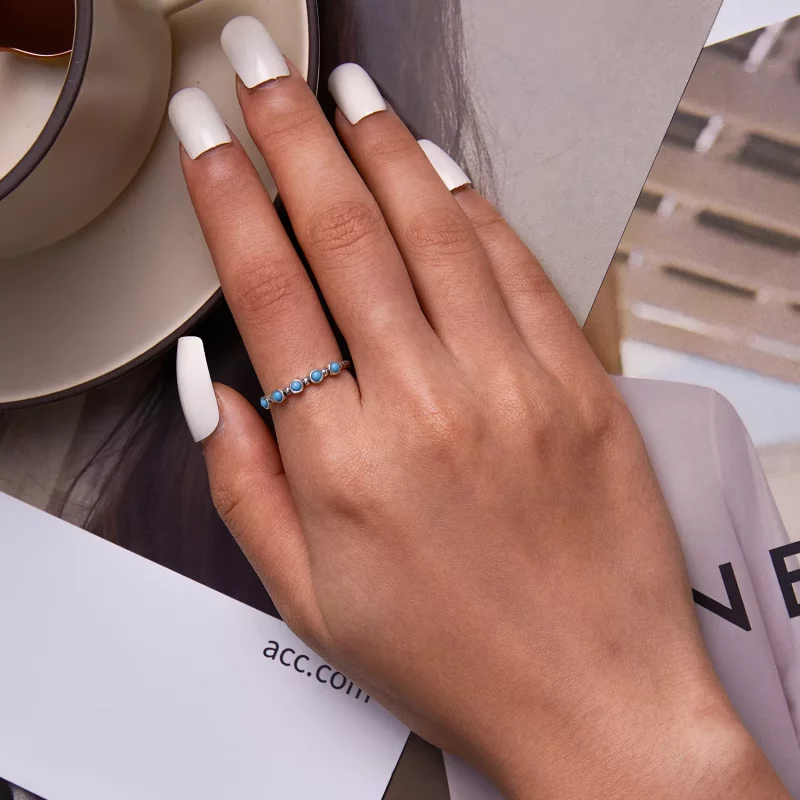 (imagen para) Anillo abierto con diseño Pandora en estilo turquesa - SCR823 - Ver 8