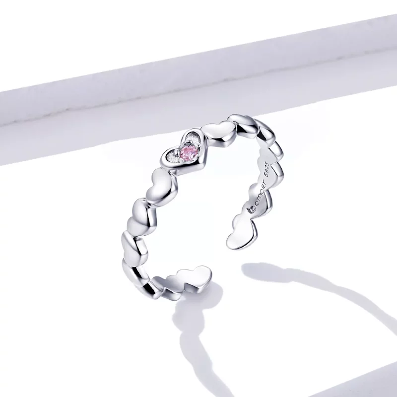(imagen para) Anillo abierto con espejo en forma de corazón estilo Pandora - BSR100 - Ver 2