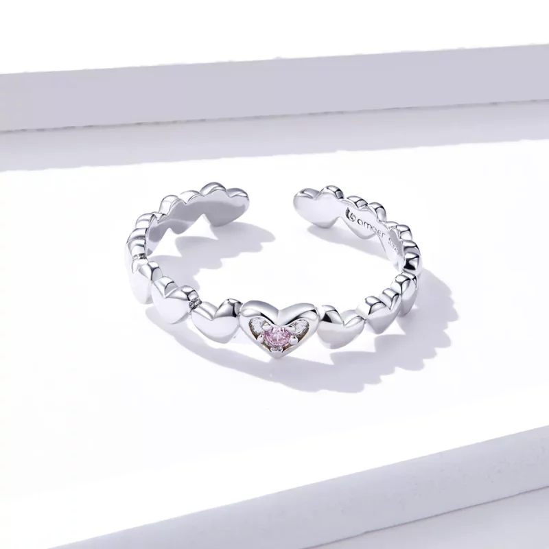 (imagen para) Anillo abierto con espejo en forma de corazón estilo Pandora - BSR100 - Ver 3